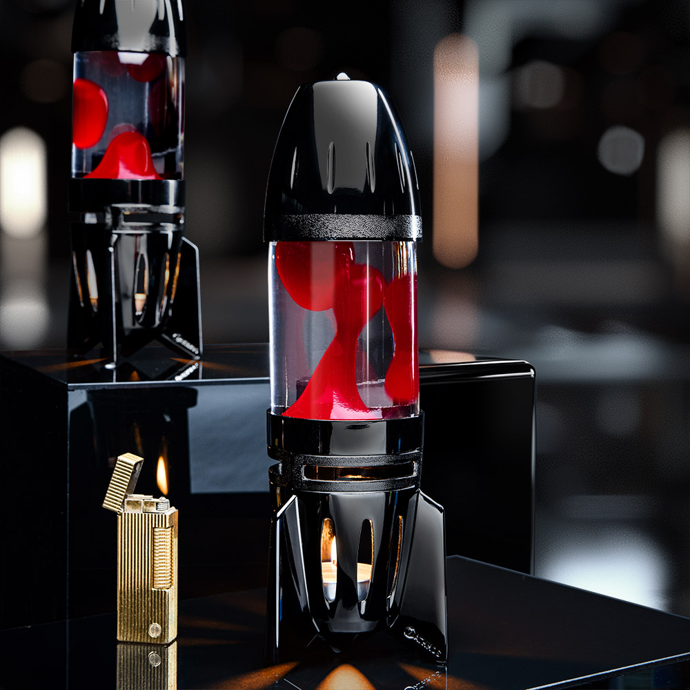 Mathmos Fireflow Black Rocket Candle-Powered Lava Lamp