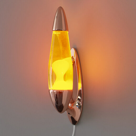 FISURA - Lampe à lave avec base chromée, liquide jaune e…